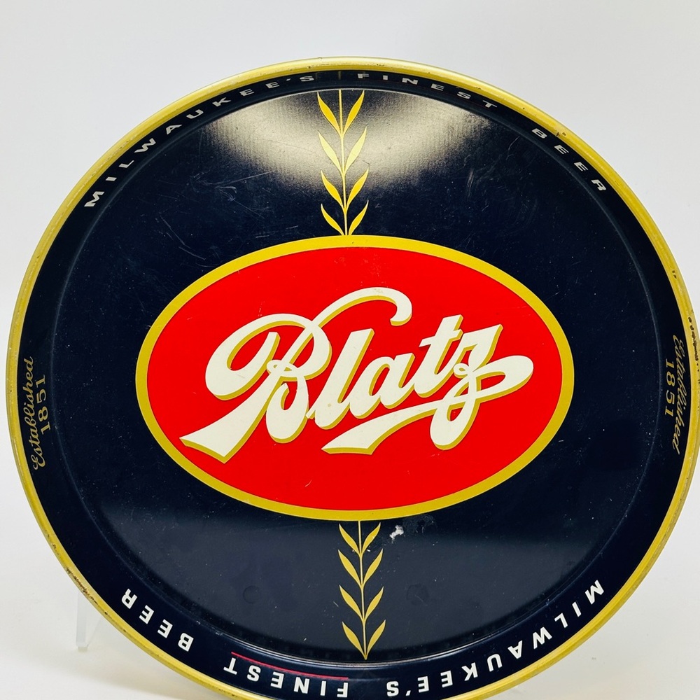 Blatz Beer Serving Tray Vintage Round Bar Maid Tray Pool HallDecor Pabst Miller